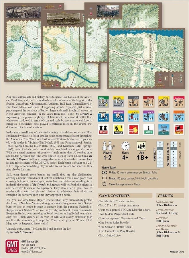 جي أم تي جايمز لعبة لوحية من إنتاج شركة GMT Games بالتعاون مع Swords & Bayonets، بعنوان "معارك عظيمة من الحرب الأهلية الأمريكية"، للبالغين من عمر 18 عامًا فما فوق. - Image 2